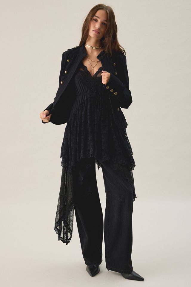 Out From Under Waterfall Asymmetric Tiered Ruffle Lace Slip #1