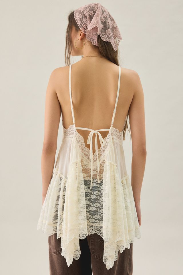 Out From Under Waterfall Asymmetric Tiered Ruffle Lace Slip #3