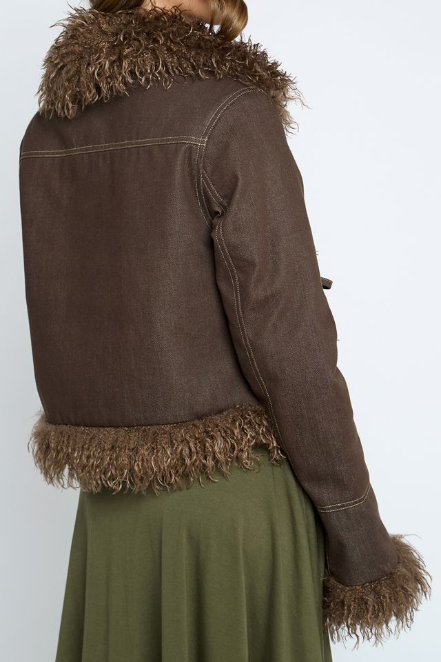 Daisy Street Iris Faux Fur Trim Denim Jacket #2