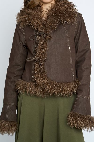 Daisy Street Iris Faux Fur Trim Denim Jacket