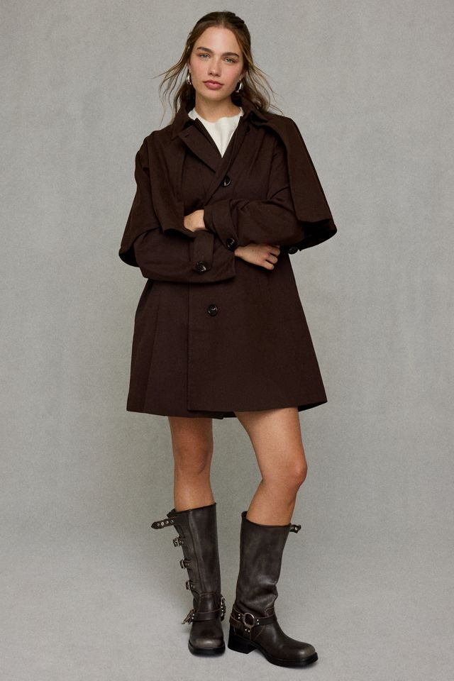 Daisy Street Walnut Cape Trench Coat #1