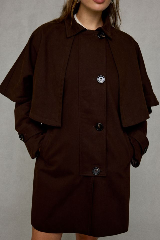 Daisy Street Walnut Cape Trench Coat #2