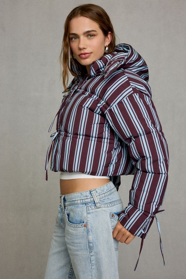 Daisy Street Cocoa Tie-Front Cropped Puffer Jacket #3