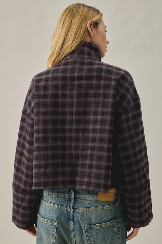 Daisy Street Toffee Check Double-Breasted Funnel Neck Coat #3
