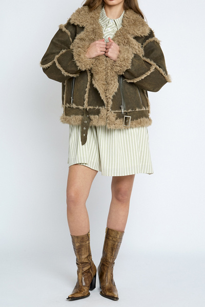Daisy Street Suedette Faux Fur Trim Biker Jacket