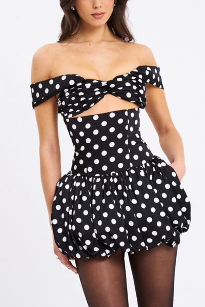Miss Circle Umika Polka Dots Bubble Hem Mini Dress