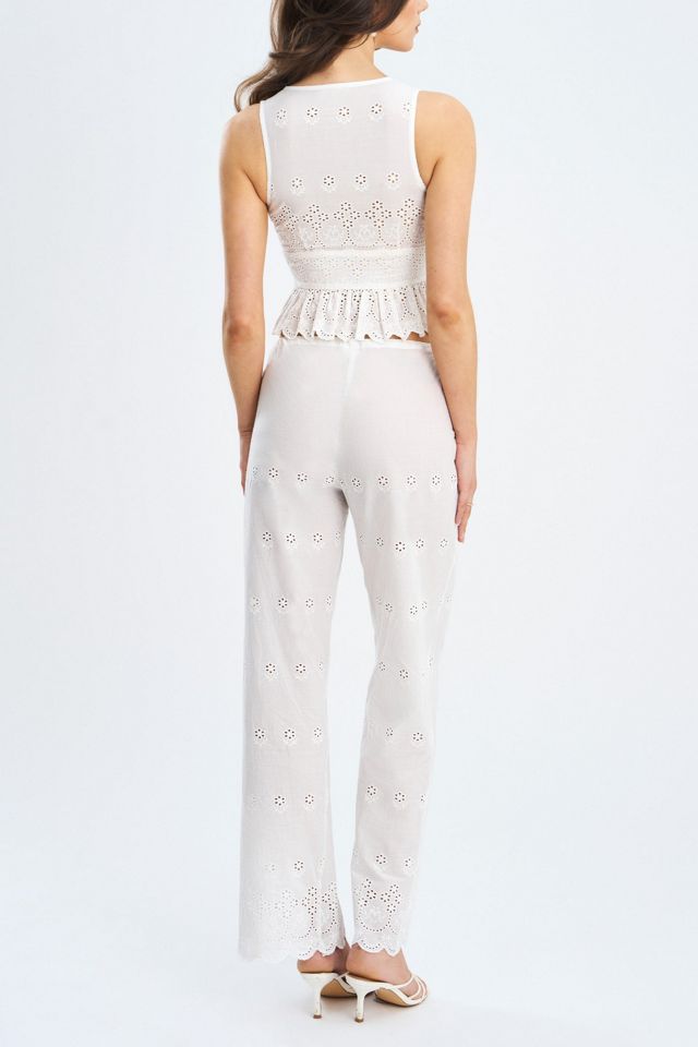 Miss Circle Raina Cotton Eyelet Straight Pants #4