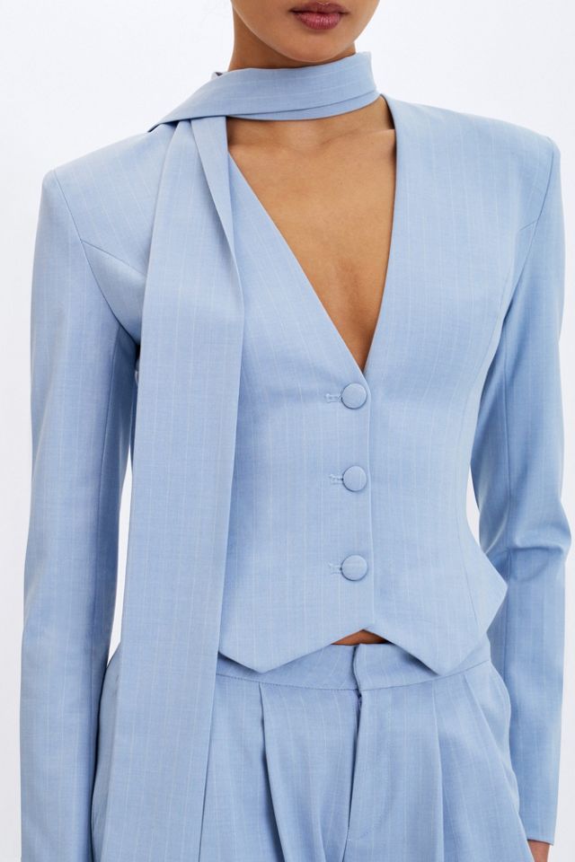 Miss Circle Renley  Pinstripe Peplum Blazer #4