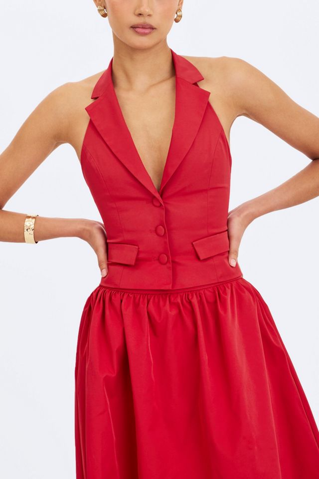Miss Circle Ursella Halter Single-Breasted Lapel Top #1
