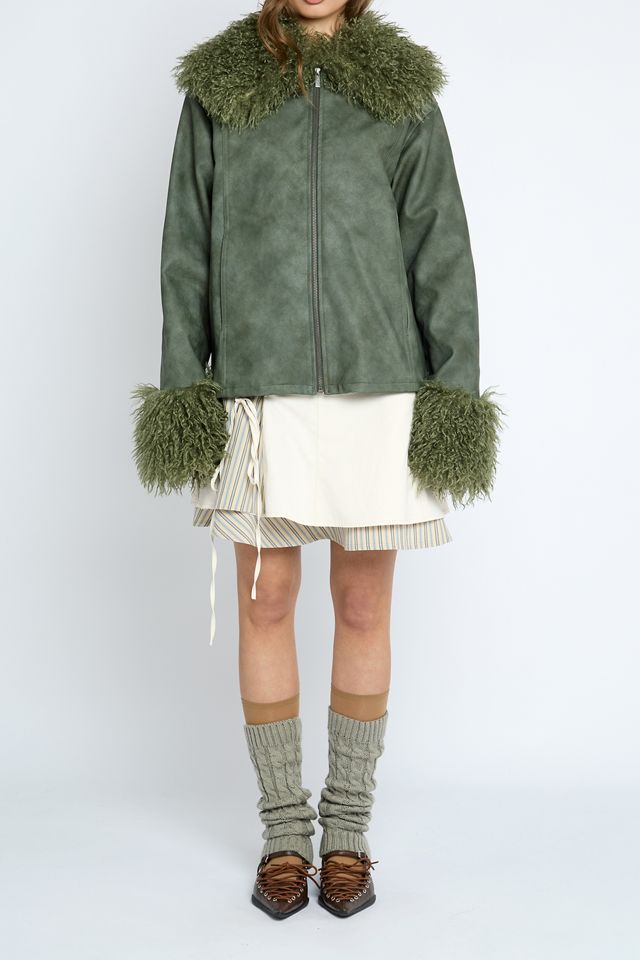 Daisy Street Frosted Faux Fur Trim Jacket #1