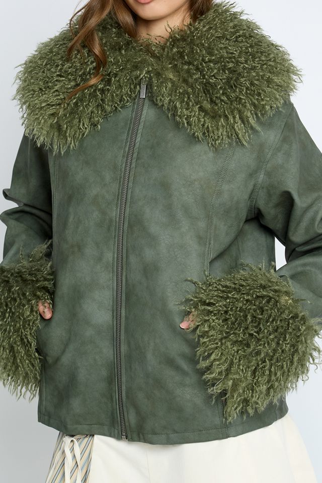 Daisy Street Frosted Faux Fur Trim Jacket #2