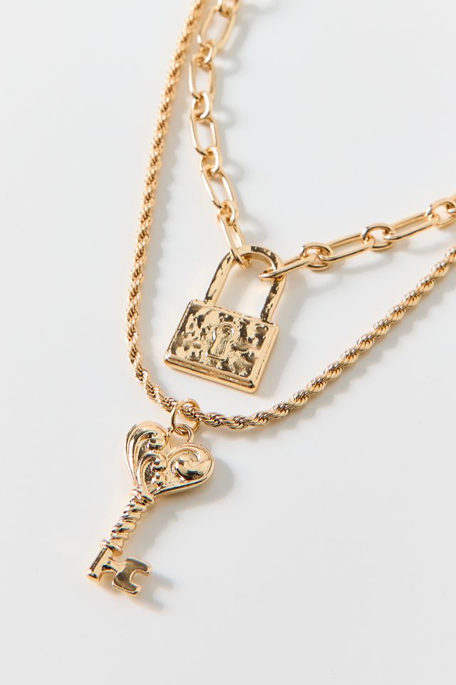Keepers Lock & Key Pendant Layered Necklace #1