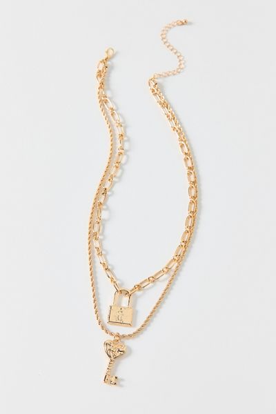 Keepers Lock & Key Pendant Layered Necklace