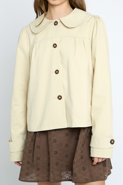 Daisy Street Creme Brulee Oversized Collar Trench Jacket