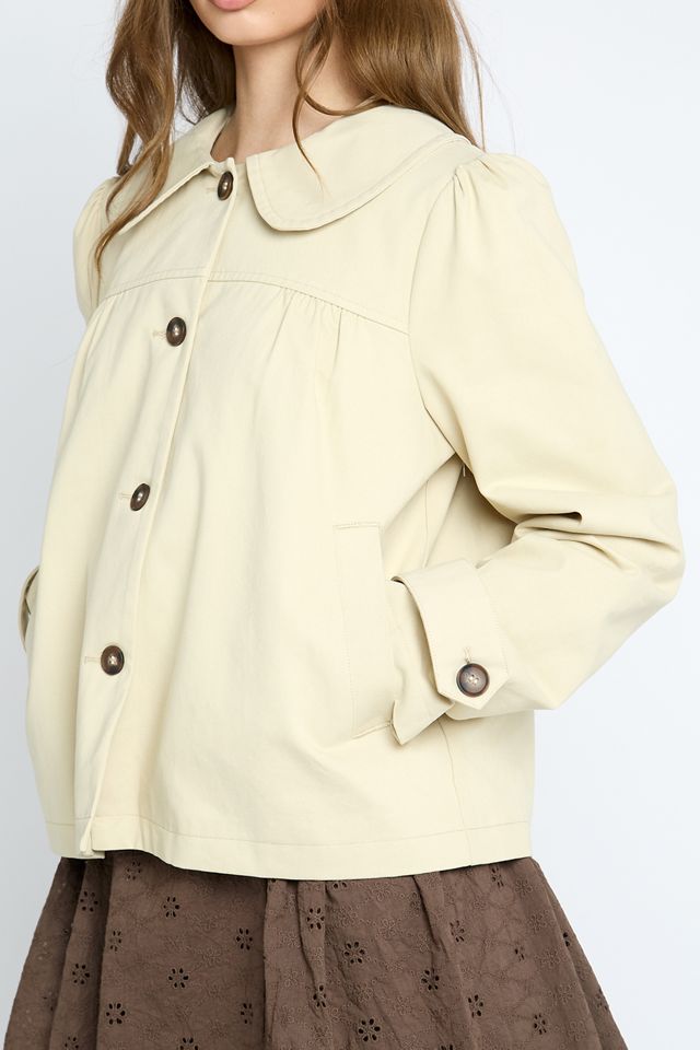 Daisy Street Creme Brulee Oversized Collar Trench Jacket #2