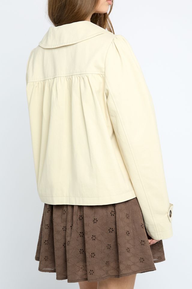 Daisy Street Creme Brulee Oversized Collar Trench Jacket #3