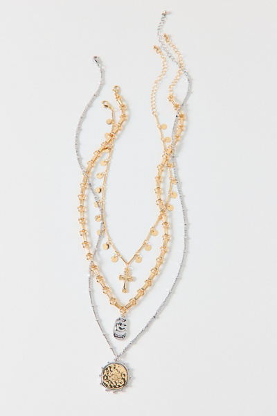 Wayward Mixed Metal Pendant Layering Necklaces Set in Gold, Women's at Urban Outfitters
