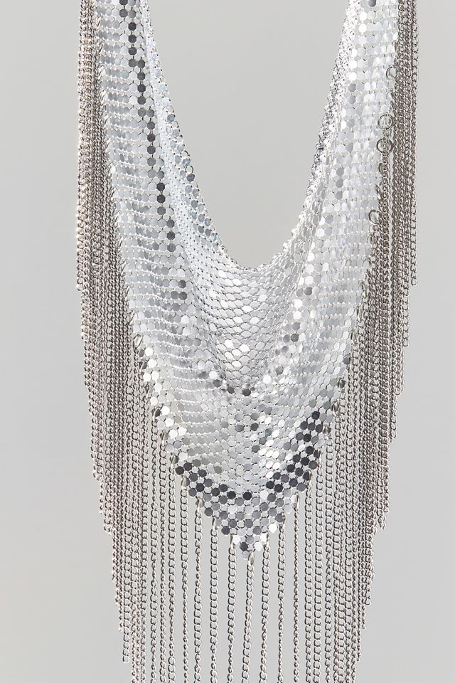 Disco Fringe Chain Mail Bib Necklace #2