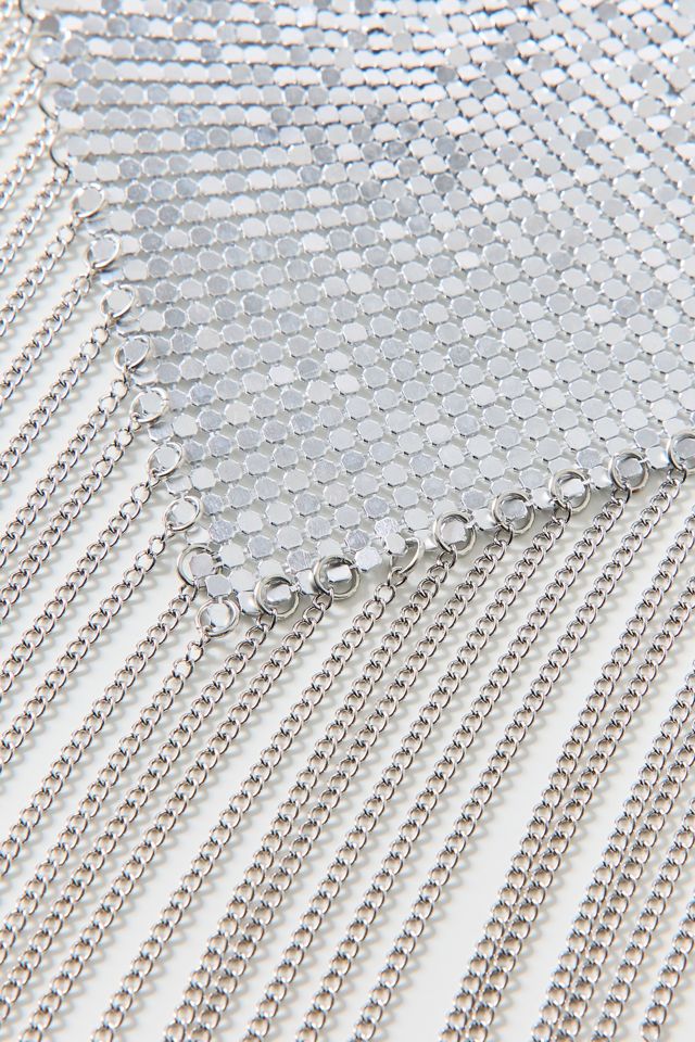 Disco Fringe Chain Mail Bib Necklace #3