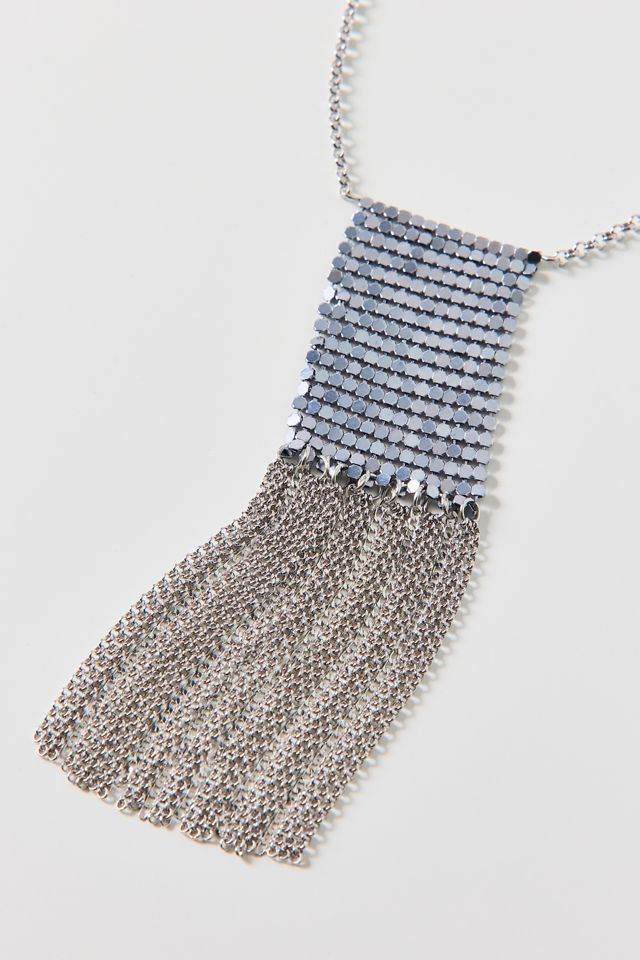 Disco Fringe Metal Scarf Necklace #1