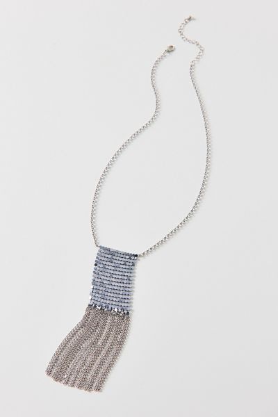 Disco Fringe Metal Scarf Necklace
