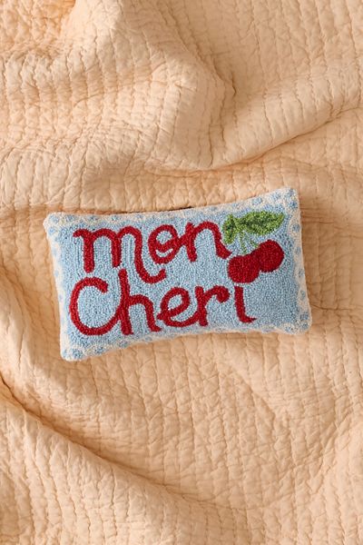 Mon Cheri Cherry Tufted Wool Throw Pillow