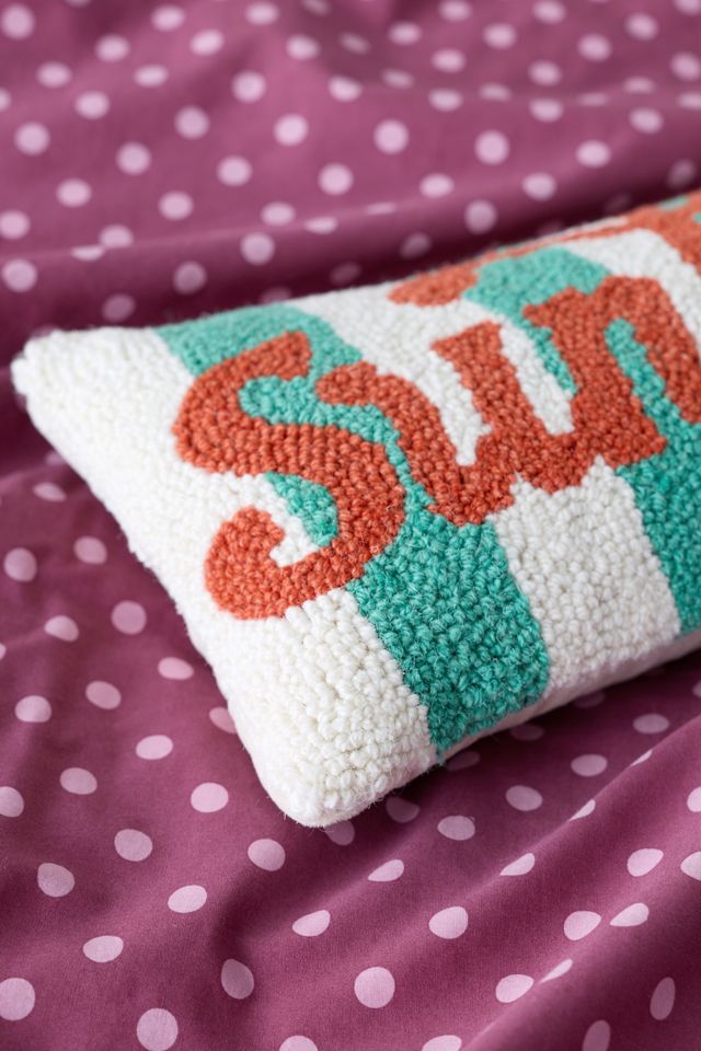 Sunkissed Striped Tufted Wool Throw Pillow #1
