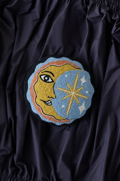 Celestial Moon Slice Round Tufted Wool Throw Pillow