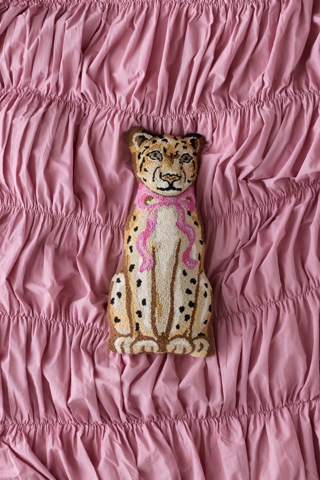 Leopard Shaped Tufted Wool Throw Pillow #1