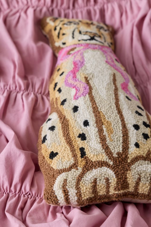 Leopard Shaped Tufted Wool Throw Pillow #2