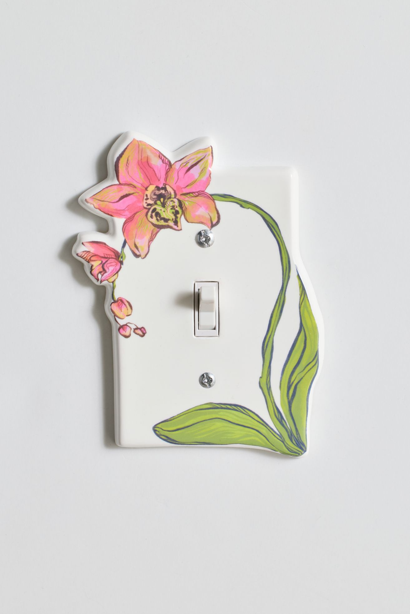 Orchid Flower Resin Switch Plate - Pink Combo, Single Rocker