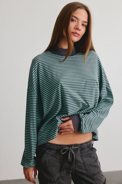 BDG Mockneck Boxy Long Sleeve Spill The Tee