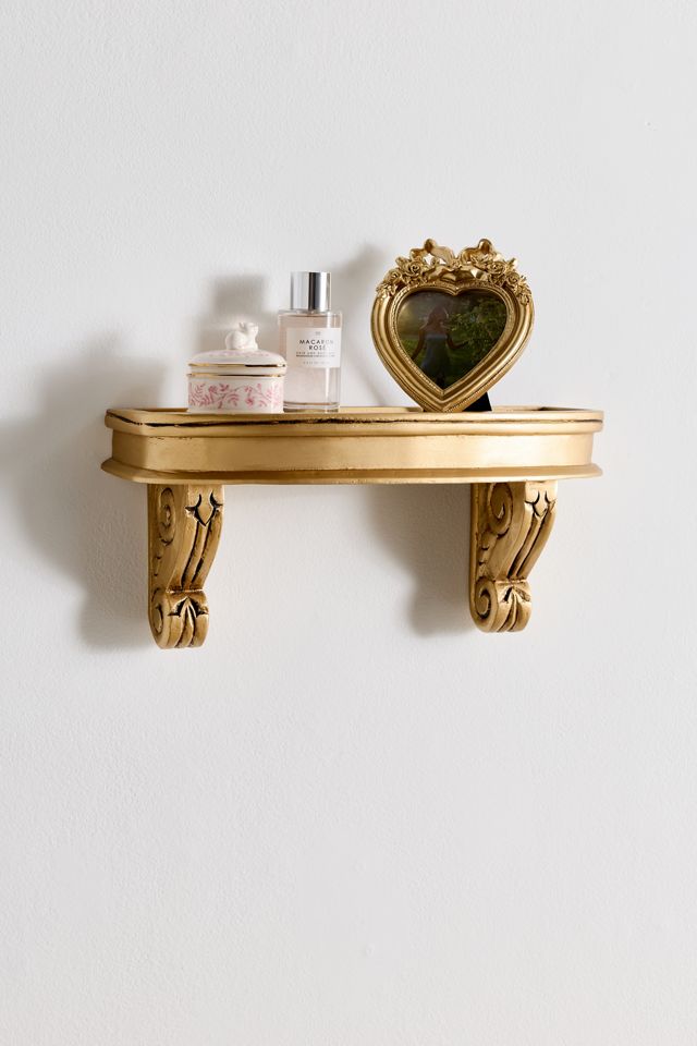 Corinne Carved Mango Wood Wall Shelf #1