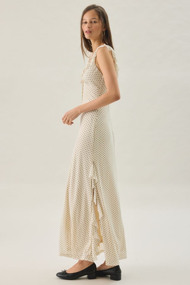 Another Girl Polka Dot Asymmetric Ruffle Maxi Dress #2