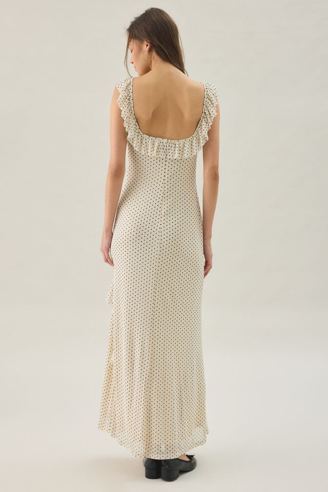 Another Girl Polka Dot Asymmetric Ruffle Maxi Dress #3