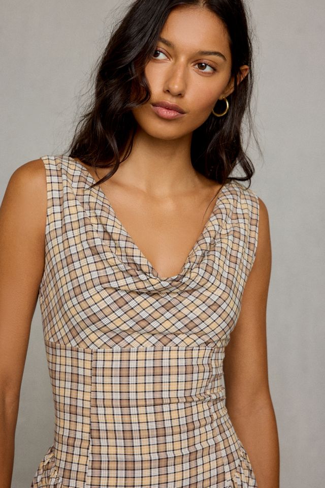 Another Girl Poet Plaid Cowl Neck Mini Dress #2