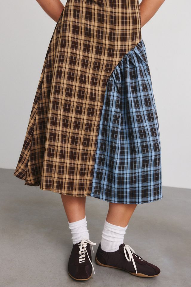 Another Girl Patchwork Plaid Sleeveless Midi Dress #2