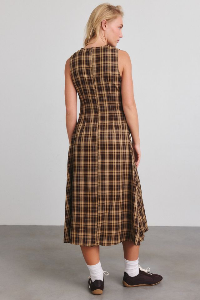 Another Girl Patchwork Plaid Sleeveless Midi Dress #4