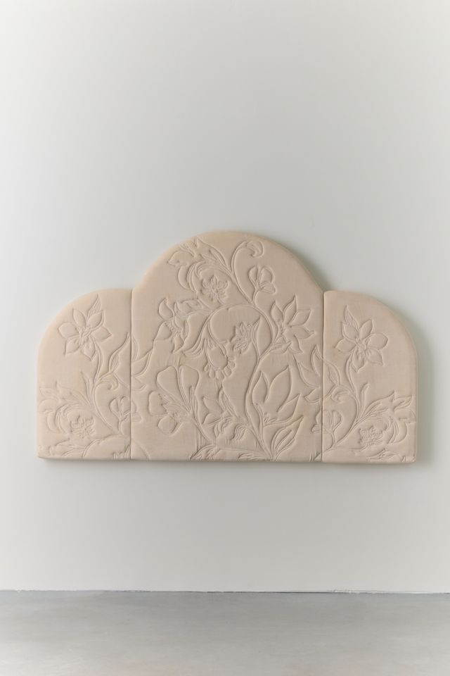Floral Embroidered Velvet Floating Headboard #1