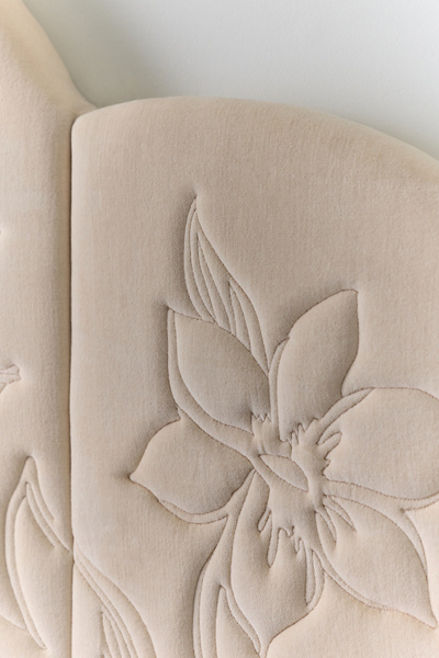 Floral Embroidered Velvet Floating Headboard