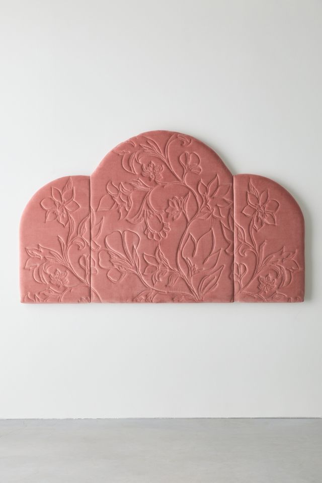 Floral Embroidered Velvet Floating Headboard #1