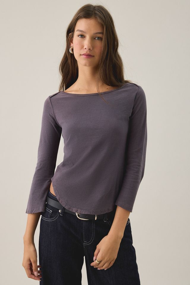 BDG Boatneck 3/4 Sleeve Spill The Tee #1