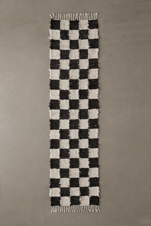 Checkerboard Woven Shag Rag Rug #4