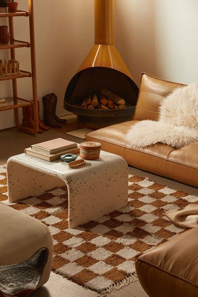 Checkerboard Woven Shag Rag Rug