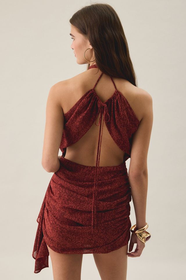 NIA Lorenzo Gathered High Halter Neck Mini Dress #3