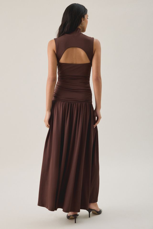 Robe longue sans manches à col montant et taille basse froncée Lark de NIA #4