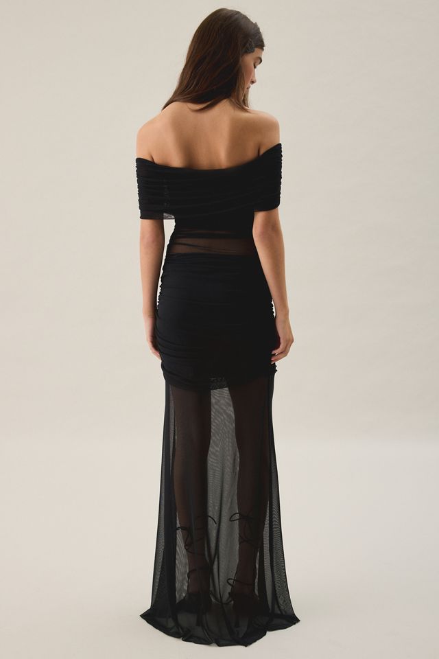 NIA Willow Illusion Sheer Mesh Off-The-Shoulder Maxi Dress #3