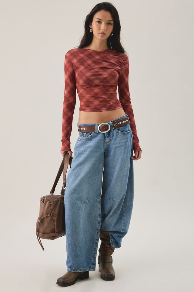 NIA Aria Semi-Sheer Mesh Boatneck Long Sleeve Top #1