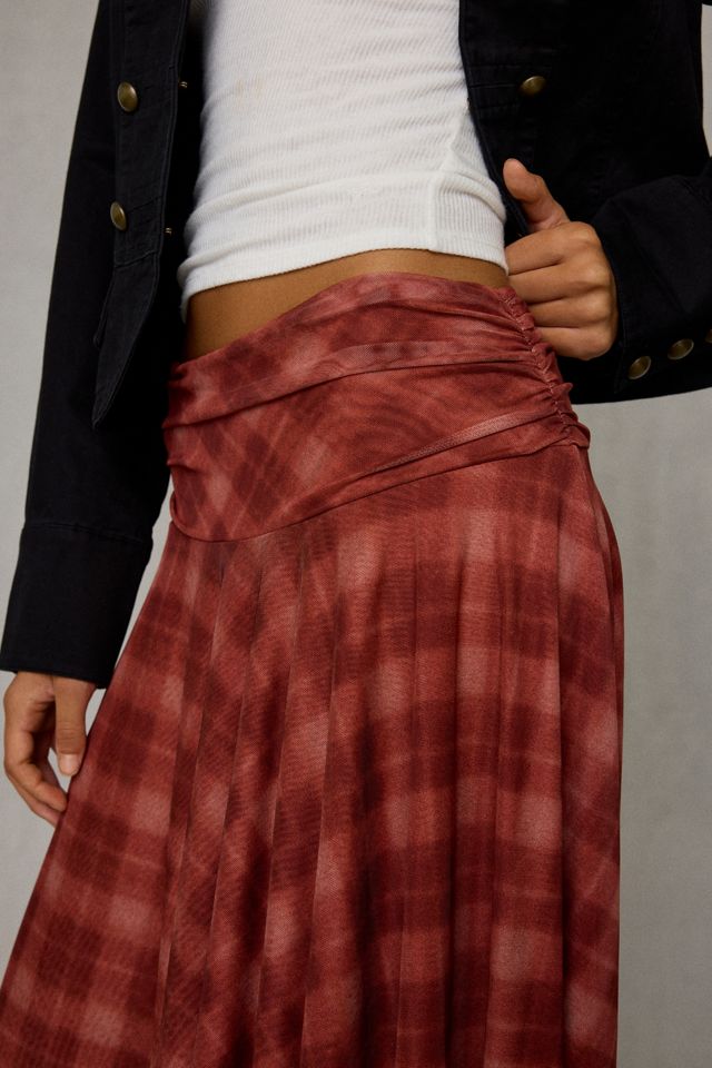 NIA Eme Asymmetric Hanky Hem Plaid Midi Skirt #2