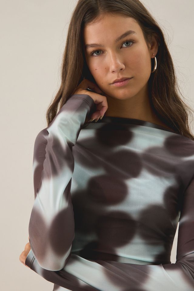 NIA Imogen Slash Neck Long Sleeve Mesh Top #2